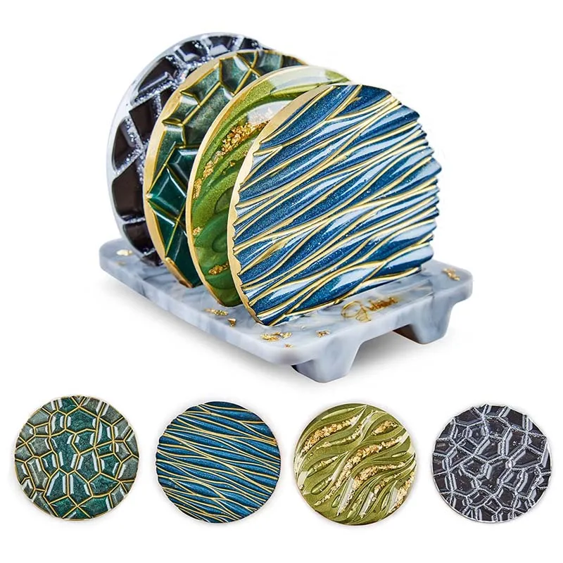 Coaster Mold Round - DIY Kristall Epoxy Form Welle Diamant