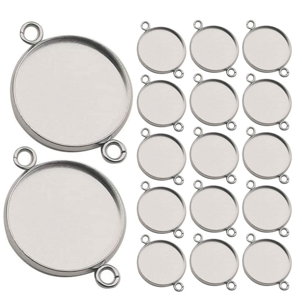 Bezels Set Pendant - 20 Stück Edelstahl-Schmuckfassungen, runde Fassungen für