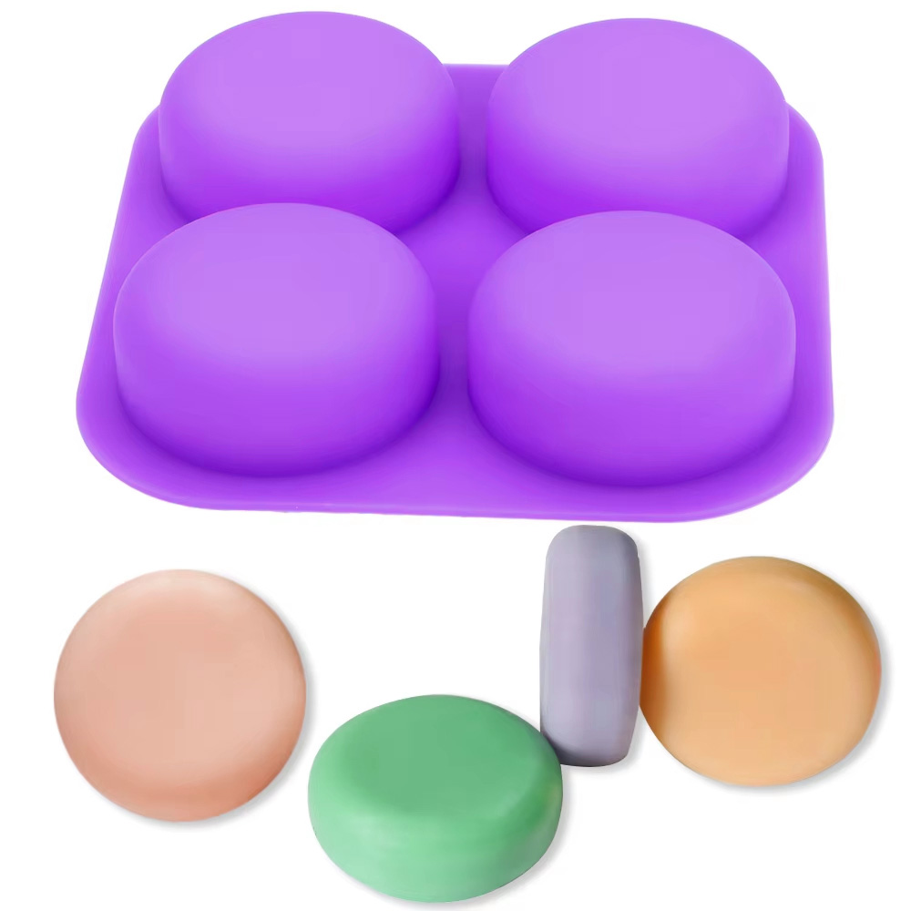 Coaster Mold Round - 1-2 Stück 4-fach Wiederverwendbare Runde Silikon-Seifenformen,