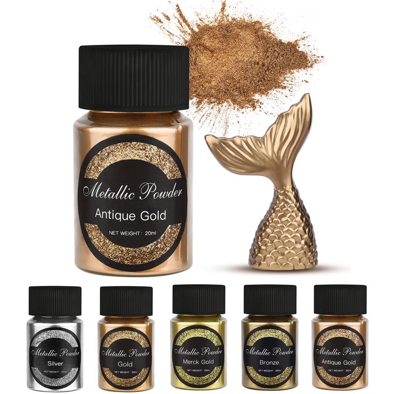 Resin Pigment Set - 20 ml schimmerndes Metallic-Gold-Silber-Farbpigment, Perlglanz-Farbstoff, Perlenpigment-Farbstoff,